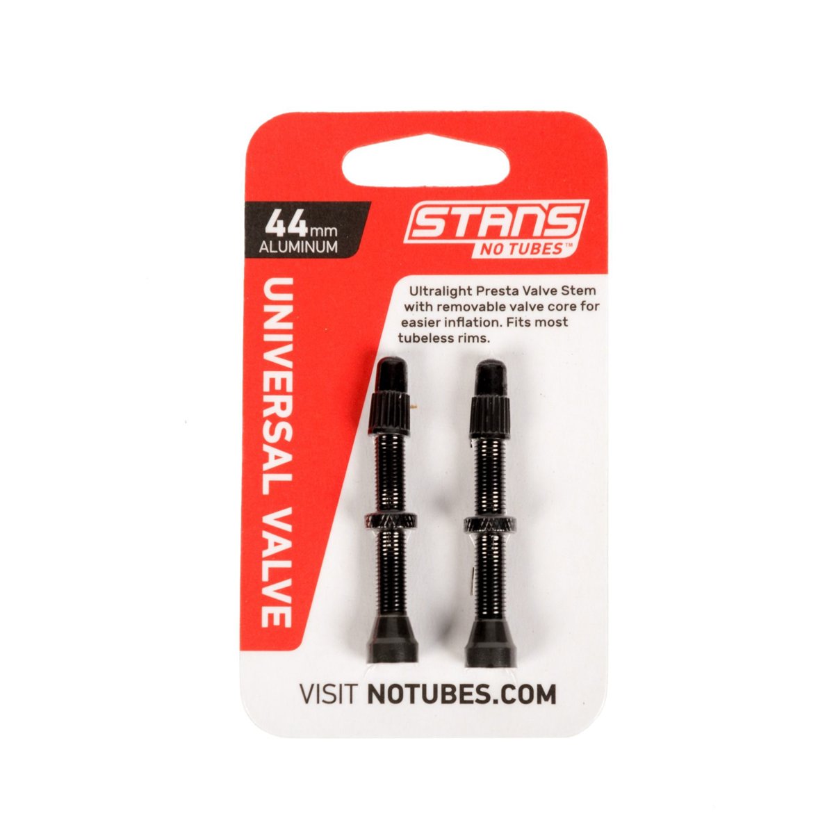 Stan's NoTubes - Valve Stem Pair, Universal, Al, Presta 44mm, Black