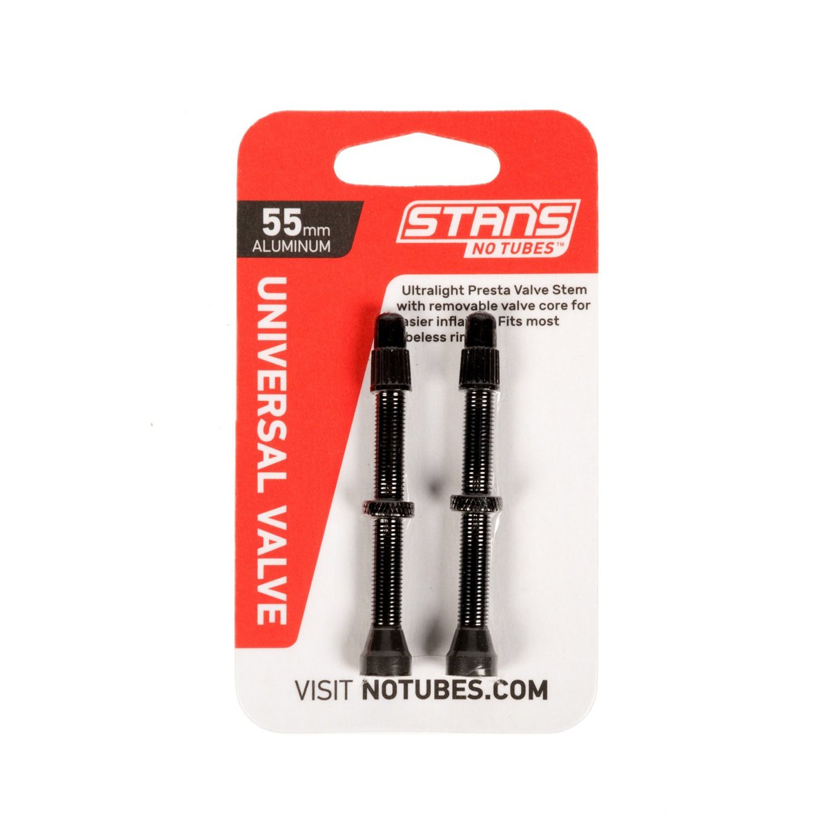 Stan's NoTubes - Valve Stem Pair, Universal, Al, Presta 55mm, Black