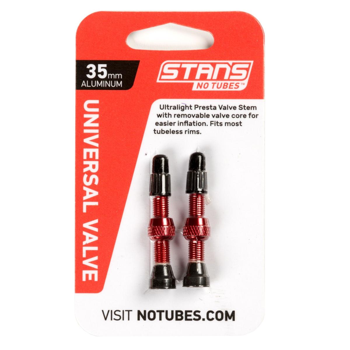 Stan's NoTubes - Valve Stem Pair, Universal, Al, Presta 35mm, Red
