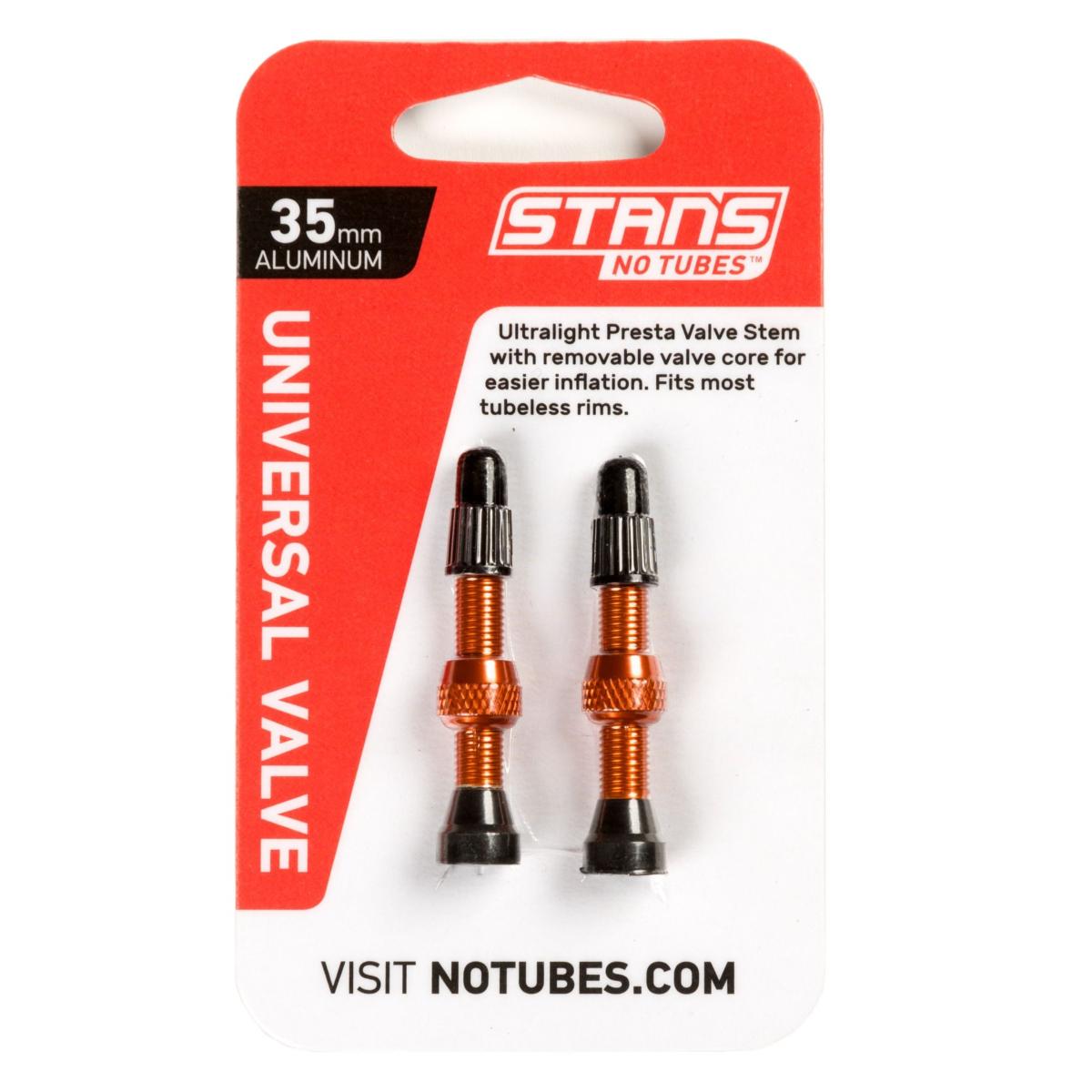 Stan's NoTubes - Valve Stem Pair, Universal, Al, Presta, 35mm Orange