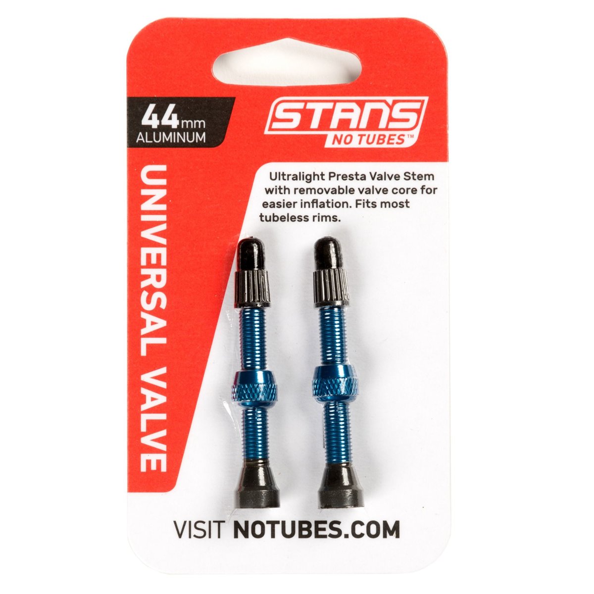 Stan's NoTubes - Valve Stem Pair, Universal, Al, Presta 44mm, Blue