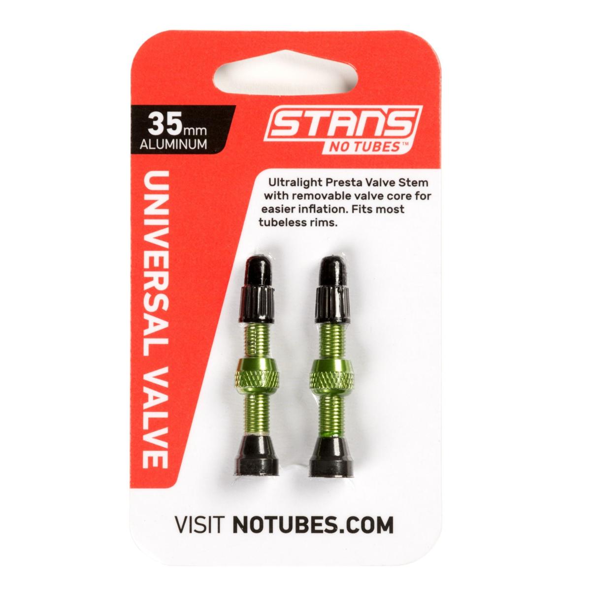 Stan's NoTubes - Valve Stem Pair, Universal, Al, Presta 35mm, Green