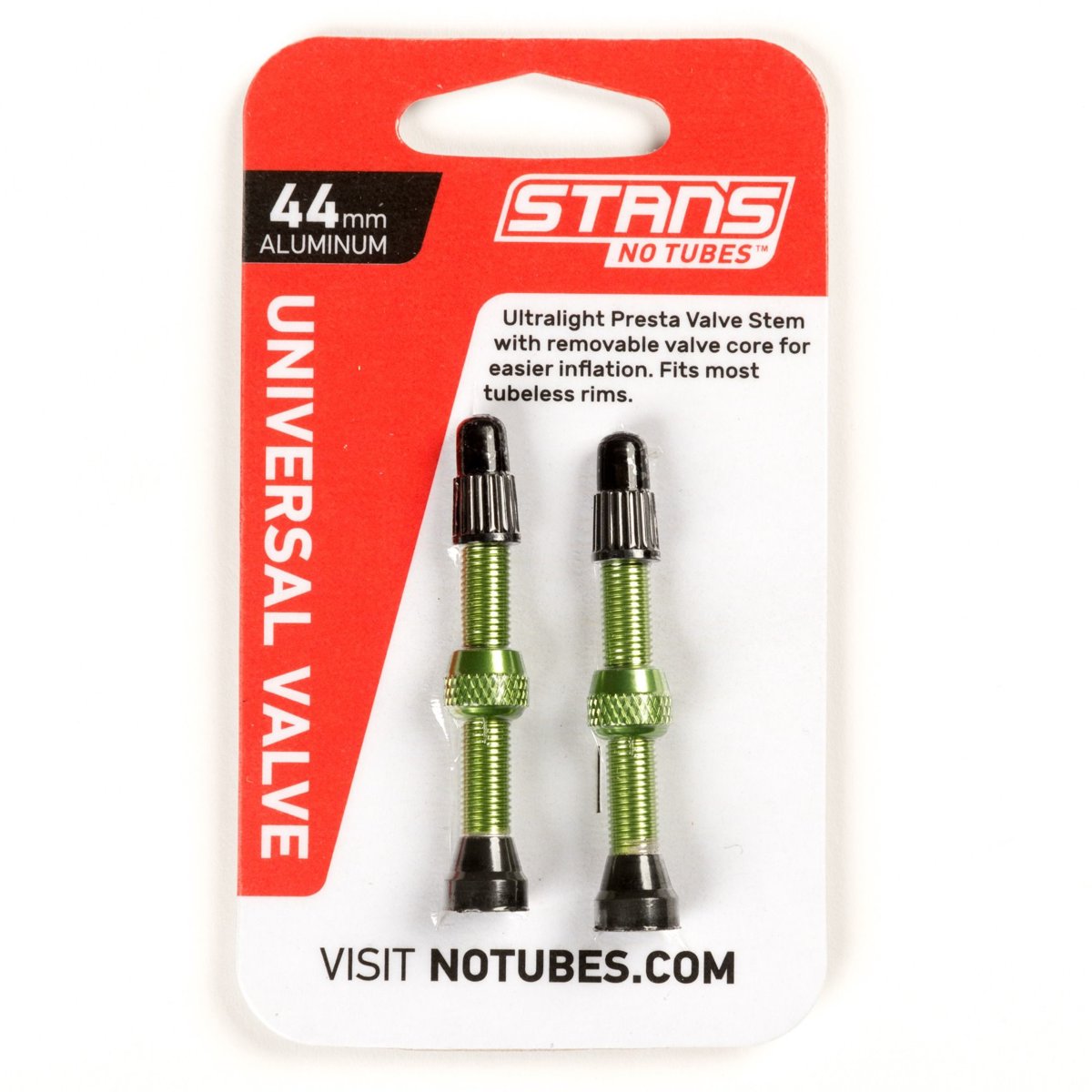 Stan's NoTubes - Valve Stem Pair, Universal, Al, Presta 44mm, Green