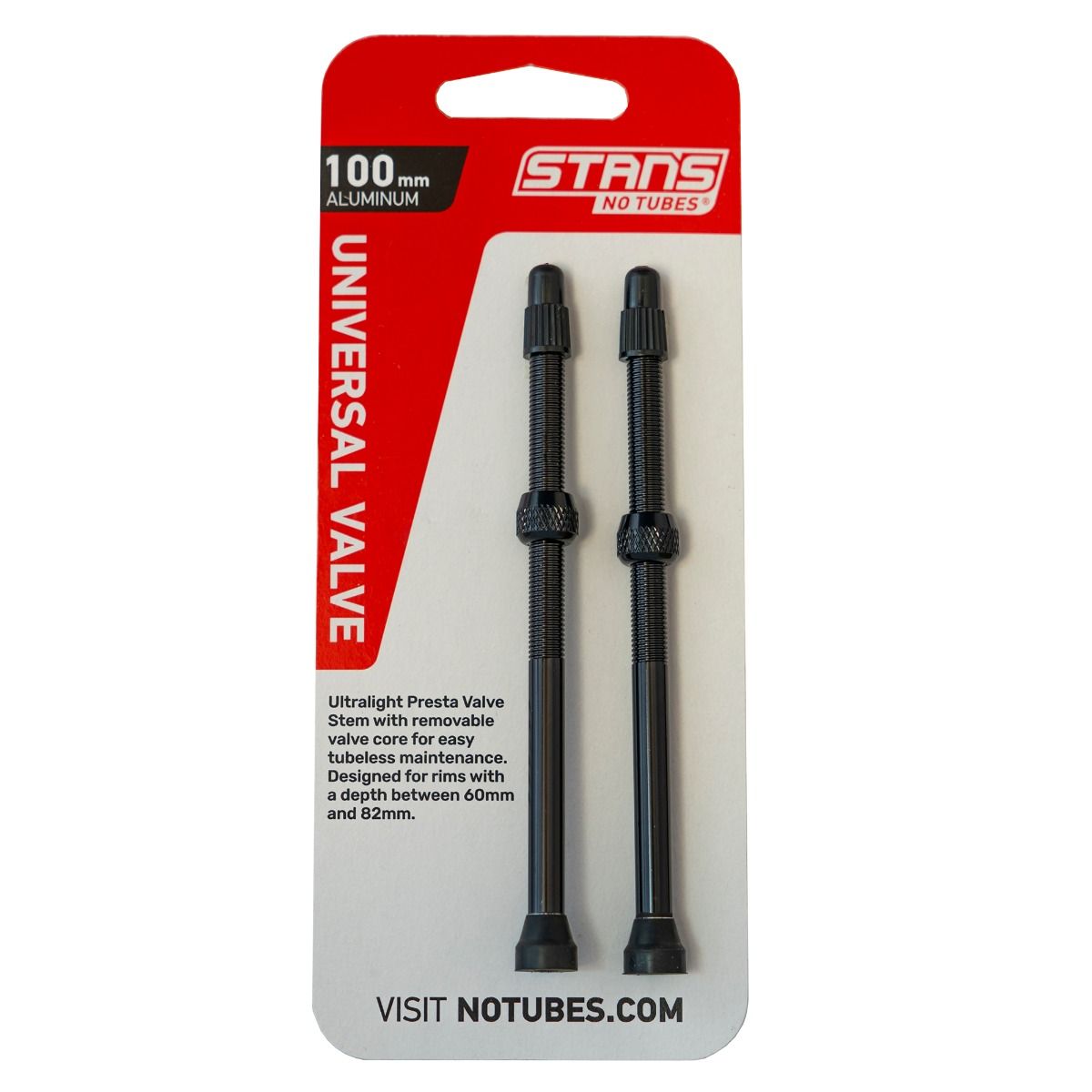 Stan's NoTubes - Valve Stem Pair, Universal, Al, Presta 100mm, Black