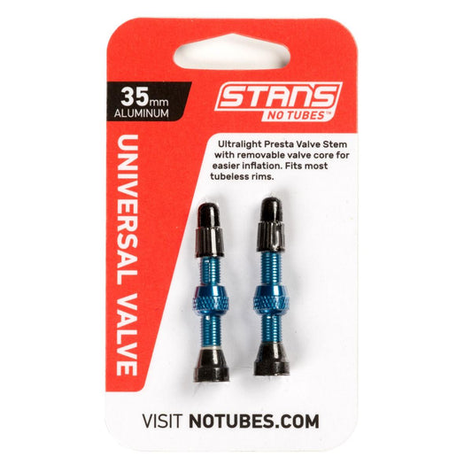 Stan's NoTubes - Valve Stem Pair, Universal, Al, Presta 35mm, Blue